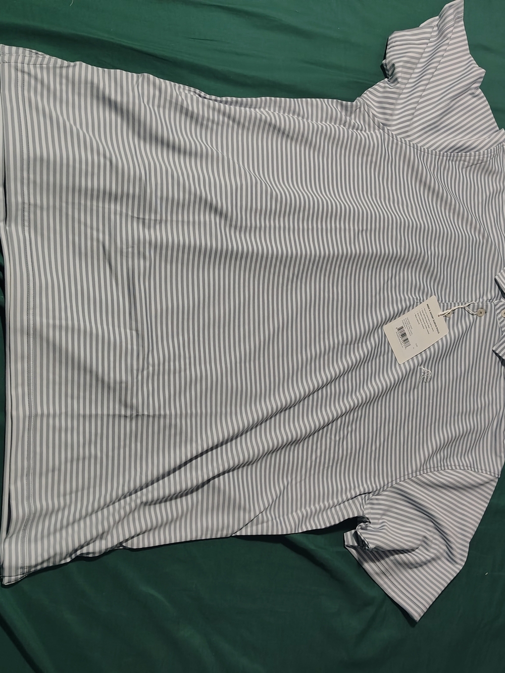 Rhoback Men's Polo - White with Light Blue Stripes